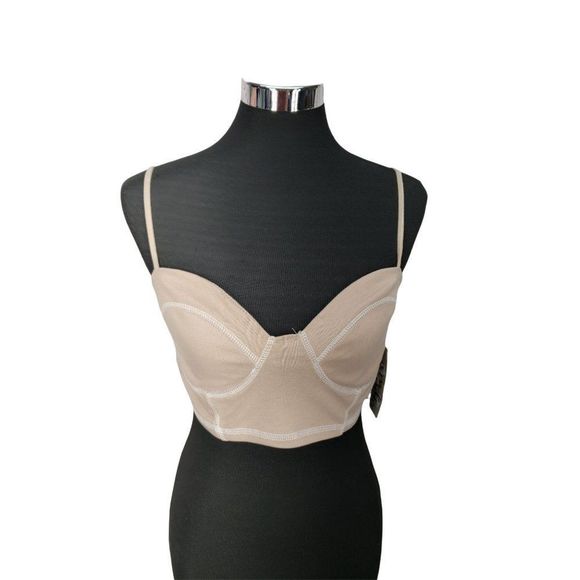 J For Justify Beige Pullover‎ Sleeveless Adjustable Crop Top Size Medium - Picture 1 of 13